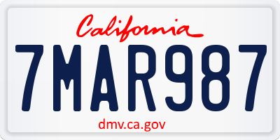 CA license plate 7MAR987
