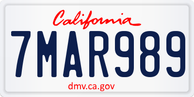 CA license plate 7MAR989