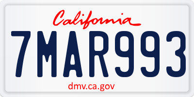 CA license plate 7MAR993