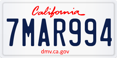 CA license plate 7MAR994