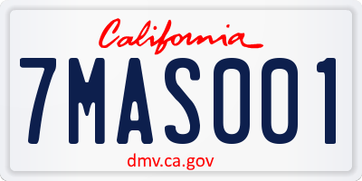 CA license plate 7MAS001