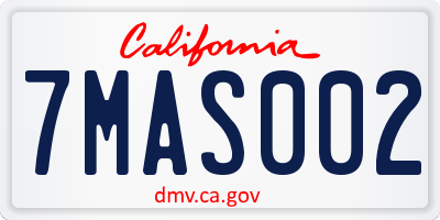 CA license plate 7MAS002