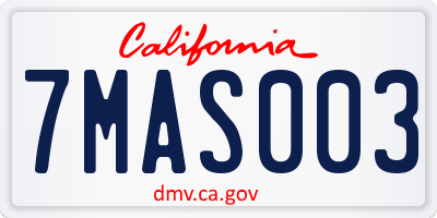 CA license plate 7MAS003