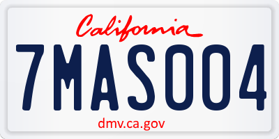 CA license plate 7MAS004