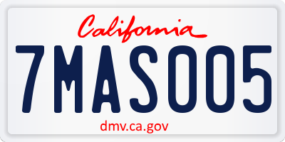 CA license plate 7MAS005