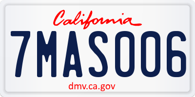 CA license plate 7MAS006