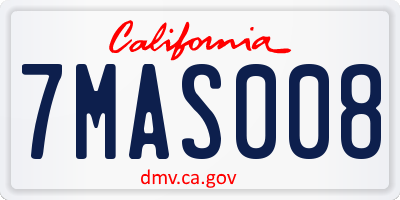 CA license plate 7MAS008