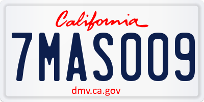 CA license plate 7MAS009