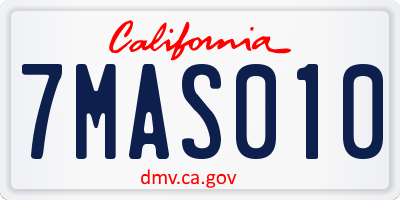 CA license plate 7MAS010