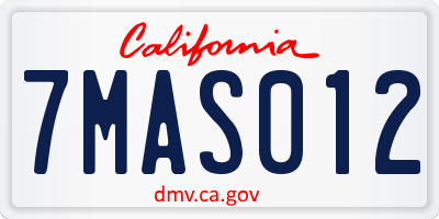 CA license plate 7MAS012