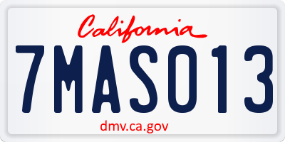 CA license plate 7MAS013