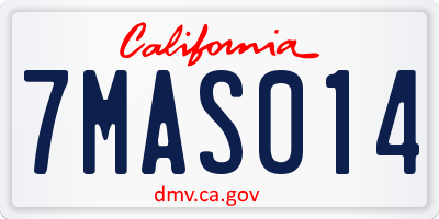 CA license plate 7MAS014
