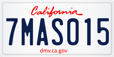 CA license plate 7MAS015