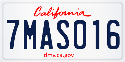CA license plate 7MAS016