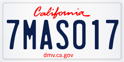 CA license plate 7MAS017