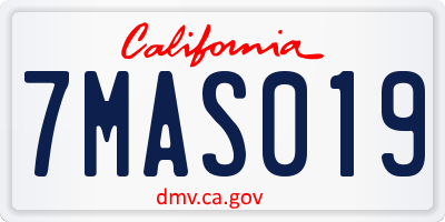 CA license plate 7MAS019