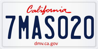 CA license plate 7MAS020