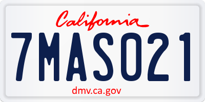 CA license plate 7MAS021