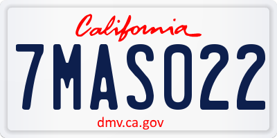 CA license plate 7MAS022
