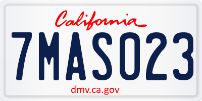 CA license plate 7MAS023
