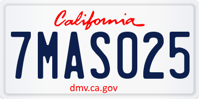 CA license plate 7MAS025