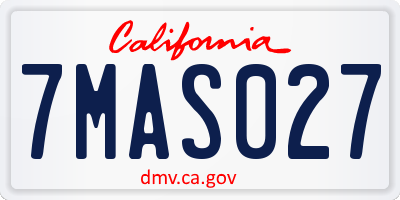 CA license plate 7MAS027