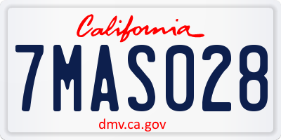CA license plate 7MAS028