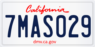CA license plate 7MAS029