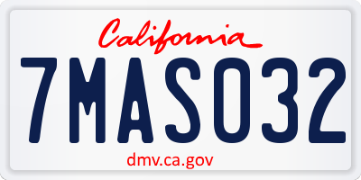 CA license plate 7MAS032