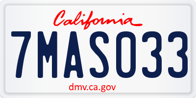 CA license plate 7MAS033