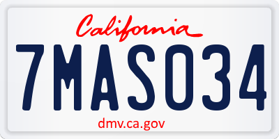 CA license plate 7MAS034