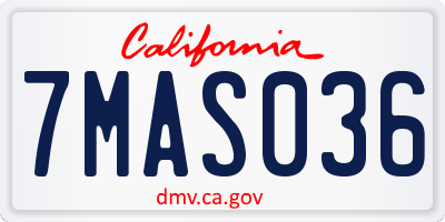 CA license plate 7MAS036