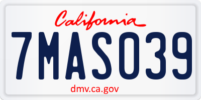 CA license plate 7MAS039