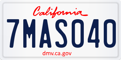 CA license plate 7MAS040