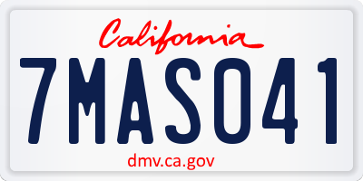 CA license plate 7MAS041