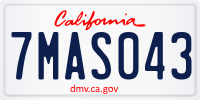 CA license plate 7MAS043