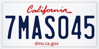 CA license plate 7MAS045