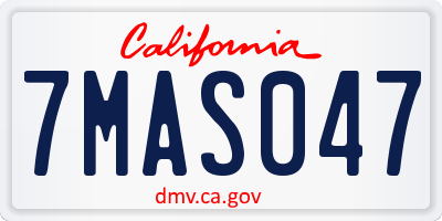 CA license plate 7MAS047
