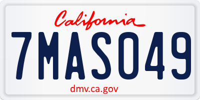 CA license plate 7MAS049