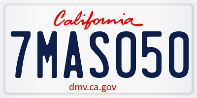 CA license plate 7MAS050