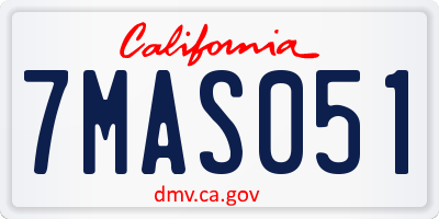 CA license plate 7MAS051