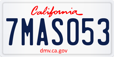 CA license plate 7MAS053