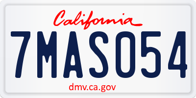 CA license plate 7MAS054