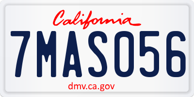 CA license plate 7MAS056