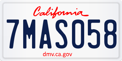 CA license plate 7MAS058