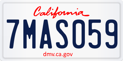 CA license plate 7MAS059