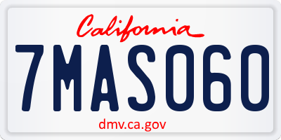 CA license plate 7MAS060