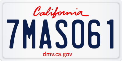 CA license plate 7MAS061