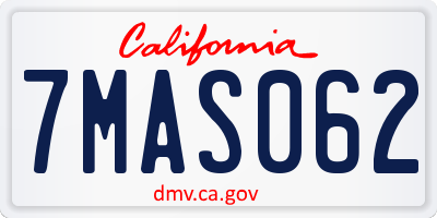 CA license plate 7MAS062