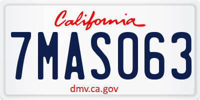 CA license plate 7MAS063